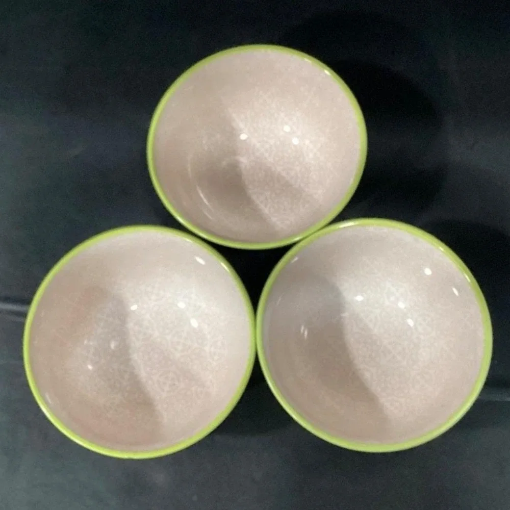 Jameson & Tailor Lime Green Cereal Bowls, Set of 3, Vintage Boutique Kitchenware